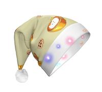 WBQLSL Cartoon cat coffee LED Light Santa Hat,Unisex Christmas New Year Adult Hat, Plush New Year Christmas Party Gift