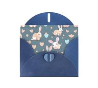 WBQLSL Cartoon cute bunny Blue Pattern Cards - Perfect for Valentine's Day and anniversaries, expressing love and blessings