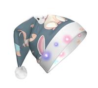 WBQLSL Cartoon cute bunny LED Light Santa Hatï¼ŒUnisex Christmas New Year Adult Hat, Plush New Year Christmas Party Gift