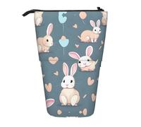 WBQLSL Cartoon Cute Bunny Printed Retractable Pencil case, Perfect for Makeup, Stationery, or a Coin Purse.