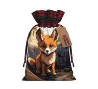 WBQLSL Cartoon fox Printed Flower Pocket 8.3x11.8 Inch Holiday Party Decoration Gift Bag Candy Snack Storage Bag