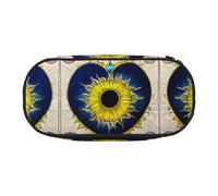 WBQLSL Cartoon heart sun Large capacity pencil bag, multi-layer partition stationery storage bag - unisex learning office supplies