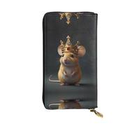 WBQLSL Cartoon little yellow mouse Stylish leather wallet, 7.48 x 4.13 inch long zippered coin purse, convenient travel cash wallet