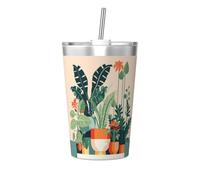 WBQLSL Cartoon Small Green Plant Insulated Straw Cup Ideal for Gym use or Carrying on The go