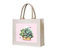 WBQLSL Cartoon Succulents Patterned Beach Tote | Perfect for the Beach, Picnics, Travel, and Poolside Leisure
