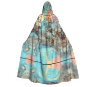 WBQLSL Cartoon world map Adult Hooded Cloak Hooded cape suitable for role-playing and theme parties