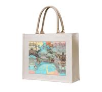 WBQLSL Cartoon world map Patterned Beach Tote | Perfect for the Beach, Picnics, Travel, and Poolside Leisure