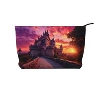 WBQLSL Castle at Sunset Corduroy cosmetic bag - travel storage bag, can hold lipstick, powder and other cosmetics