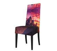 WBQLSL Castle at Sunset Party chair covers stretch dining chair covers for dinners meetings and celebrations