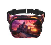 WBQLSL Castle at Sunset Patterned Stylish Waist Bag, Lightweight Travel Sports Bag, Waterproof and wear-Resistant