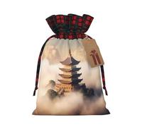 WBQLSL castles in Spain Gift drawstring bag, Christmas party supplies decoration bag, Christmas burlap gift bag 8.3 * 11.8 inches