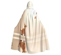 WBQLSL Cat looking at butterflyAdult Halloween hooded cape, perfect for Halloween, costume parties,and cosplay.