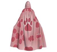 WBQLSL cat paw background Halloween cape masquerade hooded cape rave party costume (length 147 cm/hood height 38 cm)