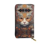 WBQLSL Cat's eye close-up Stylish leather wallet, 7.48 x 4.13 inch long zippered coin purse, convenient travel cash wallet