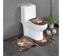WBQLSL Cat's Eye close-up3-piece Non-Slip Floor mat Set Flannel Floor mat Bathroom Non-Slip mat Home Decor