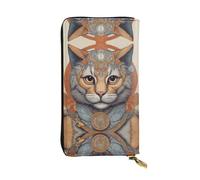 WBQLSL Cat's Eye Stylish leather wallet, 7.48 x 4.13 inch long zippered coin purse, convenient travel cash wallet