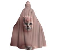 WBQLSL Cat's paw pink cute Printed Halloween cape, masquerade hooded cape, suitable for theme parties