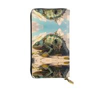 WBQLSL Chameleon Model Long leather clutch with zippered coin purse and 12 credit card slots, lightweight travel cash wallet