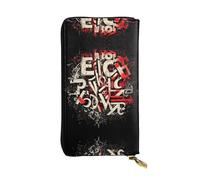 WBQLSL Chaotic letters Stylish leather wallet, 7.48 x 4.13 inch long zippered coin purse, convenient travel cash wallet