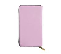 WBQLSL Cherry Blossom Pink Long leather clutch with zippered coin purse and 12 credit card slots, lightweight travel cash wallet