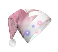 WBQLSL Cherry blossom white staircase LED Light Santa Hatï¼ŒUnisex Christmas New Year Adult Hat, Plush New Year Christmas Party Gift