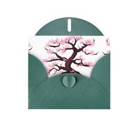 WBQLSL Cherry Blossoms Tree Dark Green Holiday Cards - Perfect for birthdays, weddings, and Christmas cards