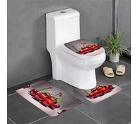 WBQLSL Chilean cherries3-piece Non-Slip Floor mat Set Flannel Floor mat Bathroom Non-Slip mat Home Decor