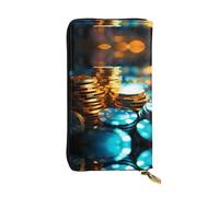 WBQLSL chips Zipper leather wallet, 7.5 * 4.1 inch long clutch bag, multiple compartments and large capacity, a good gift for friends
