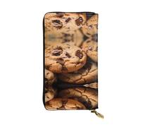 WBQLSL chocolate chip cookie Stylish leather wallet, 7.48 x 4.13 inch long zippered coin purse, convenient travel cash wallet
