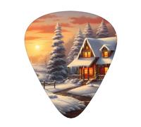 WBQLSL Christmas Eve Warm Light Snow House Guitar Picks - (Thin/Medium/Thick) Suitable for all types of string instruments,