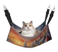 WBQLSL Christmas Eve Warm Light Snow House Medium Printed pet Hammock - Sleeping Hammock for Cats, Ferrets, Puppies, Rabbits, Small Animals