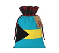 WBQLSL Christmas Gift Drawstring Bag 8.3 * 11.8 Inch, Christmas Party Supplies Decorative Bag, Flag of the Bahamas Burlap Gift Bag