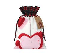 WBQLSL Christmas Gift Drawstring Bag 8.3 * 11.8 Inch, Christmas Party Supplies Decorative Bag, Little Red Heart Burlap Gift Bag