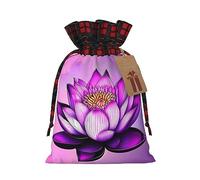 WBQLSL Christmas Gift Drawstring Bag 8.3 * 11.8 Inch, Christmas Party Supplies Decorative Bag, Purple Lotus Burlap Gift Bag