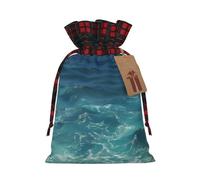 WBQLSL Christmas Gift Drawstring Bag 8.3 * 11.8 Inch, Christmas Party Supplies Decorative Bag, The Deep Ocean Burlap Gift Bag