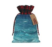 WBQLSL Christmas Gift Drawstring Bag 8.3 * 11.8 Inch, Christmas Party Supplies Decorative Bag, The deep blue sea Burlap Gift Bag