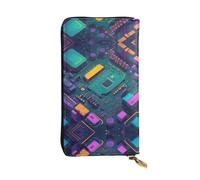 WBQLSL Circuit Board Python Stylish leather wallet, 7.48 x 4.13 inch long zippered coin purse, convenient travel cash wallet