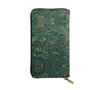 WBQLSL Circuit Board Vines Stylish leather wallet, 7.48 x 4.13 inch long zippered coin purse, convenient travel cash wallet