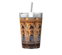 WBQLSL Classical Architecture Insulated Straw Cup Ideal for Gym use or Carrying on The go