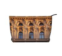 WBQLSL classical architecture Printed corduroy cosmetic bag - travel essential cosmetic storage bag
