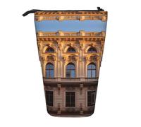 WBQLSL Classical Architecture Printed Retractable Pencil case, Perfect for Makeup, Stationery, or a Coin Purse.