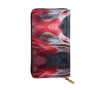 WBQLSL Close-up flamingo Stylish leather wallet, 7.48 x 4.13 inch long zippered coin purse, convenient travel cash wallet
