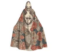 WBQLSL Close-up of deep cat's eye Printed Halloween cape, masquerade hooded cape, suitable for theme parties