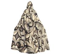 WBQLSL Cluttered curling grass Printed Halloween cape, masquerade hooded cape, suitable for theme parties