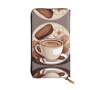 WBQLSL Coffee milk Stylish leather wallet, 7.48 x 4.13 inch long zippered coin purse, convenient travel cash wallet