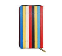 WBQLSL Color lines Stylish leather wallet, 7.48 x 4.13 inch long zippered coin purse, convenient travel cash wallet