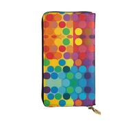 WBQLSL Colored dots Stylish leather wallet, 7.48 x 4.13 inch long zippered coin purse, convenient travel cash wallet