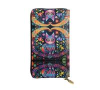 WBQLSL Colored tabby cat Stylish leather wallet, 7.48 x 4.13 inch long zippered coin purse, convenient travel cash wallet