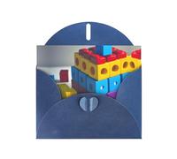 WBQLSL Colorful Building Blocks Blue Pattern Cards - Perfect for Valentine's Day and anniversaries, expressing love and blessings