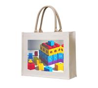 WBQLSL Colorful Building Blocks Printed Canvas Tote | Lightweight Storage Bag Perfect for the Beach, Picnics, and Everyday Shopping